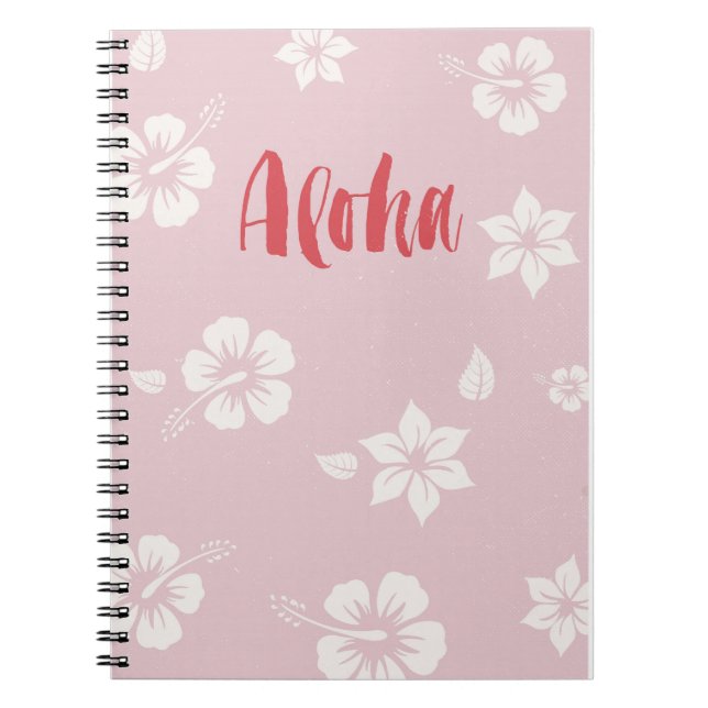 Aloha Hawaii pastel pink notebook (Front)