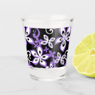 ALOHA HAWAII PATTERN IN BLACK/PURPLE SHOT GLASS