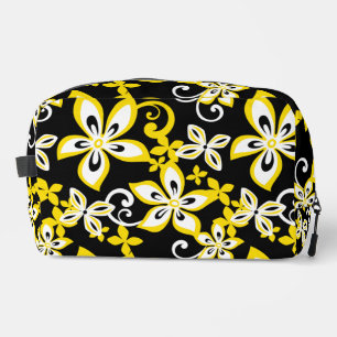 ALOHA HAWAII PATTERN IN BLACK/YELLOW DOPP KIT
