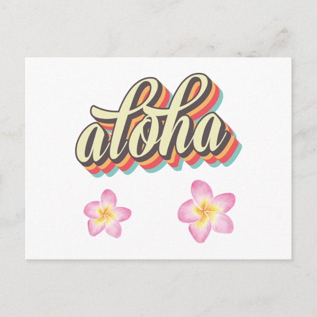 Aloha Hawaii Plumeria Watercolor Floral Invitation Postcard (Front)