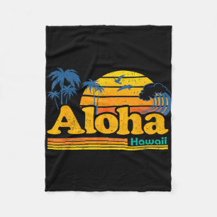 Aloha hawaii - retro summer break palm beach fleece blanket