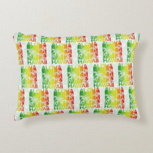 Aloha Hawaii Retro Summer Floral Accent Pillow