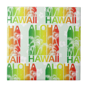 Aloha Hawaii Retro Summer Floral Tile