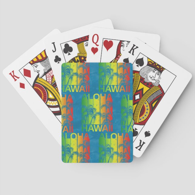 Aloha Hawaii Retro Summer Playing Cards (Back)