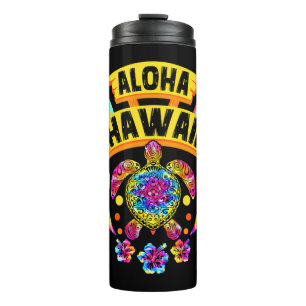 Aloha Hawaii Retro Turtles Summer Dad Mom Thermal Tumbler