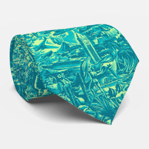 Aloha Hawaii Scenic Two-sided Printed Tie