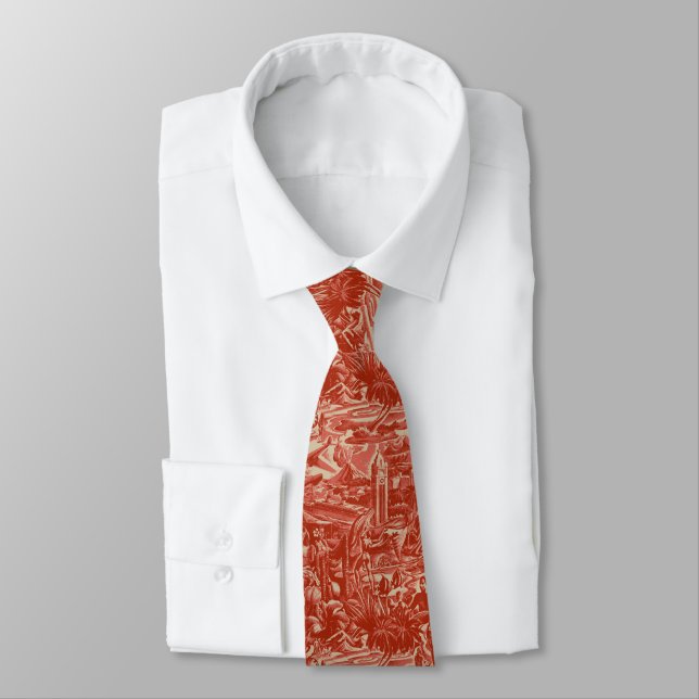 Aloha Hawaii Scenic Two-sided Printed Tie (Tied)