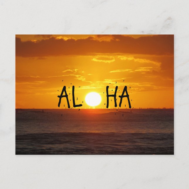 Aloha Hawaii Sunset Ocean Postcard (Front)
