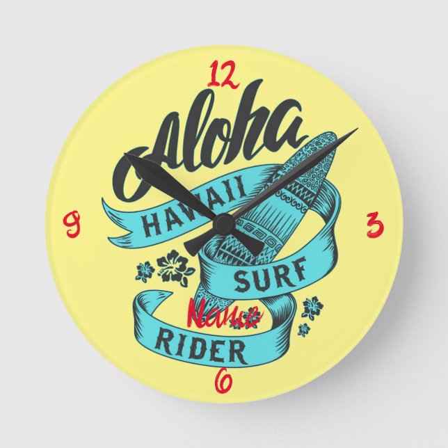 Aloha Hawaii Surf Rider Thunder_Cove  Round Clock (Front)
