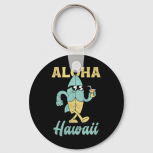 Aloha Hawaii Surfboard Surfing Surf Funny Hawaiian Keychain