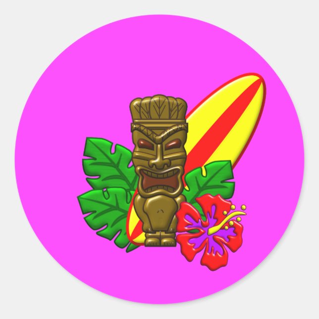 Aloha Hawaii Surfer Classic Round Sticker (Front)