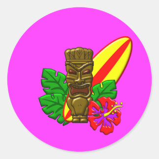 Aloha Hawaii Surfer Classic Round Sticker
