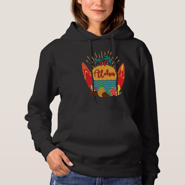 Aloha Hawaii Surfer Pacific Sea Beach Honolulu Mau Hoodie (Front)
