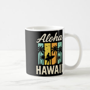Aloha Hawaii - Surfing Beach Palm Tree Sunset  Coffee Mug