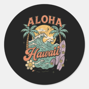 Aloha Hawaii Surfing Design Tropical Summer  Classic Round Sticker