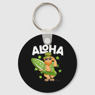 Aloha Hawaii Surfing Leprechaun St Patricks Day Ha Keychain