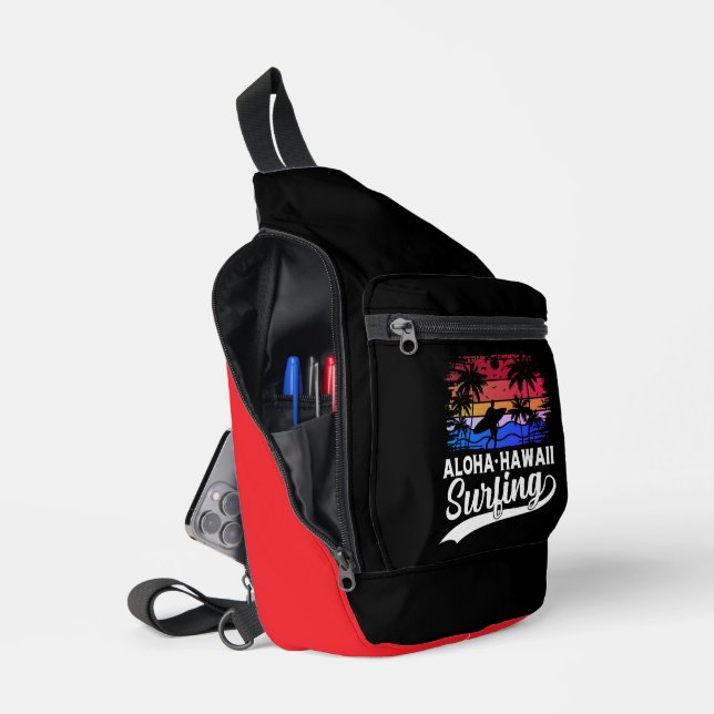 Aloha Hawaii Surfing Vibes Sling Bag (Open)