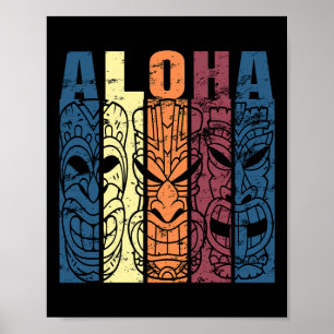 Aloha Hawaii Theme Vacation Vintage Tiki Three Poster