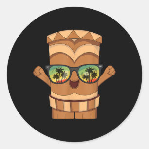 Aloha Hawaii Tiki Hawaiian Vacation Summer Beach Classic Round Sticker