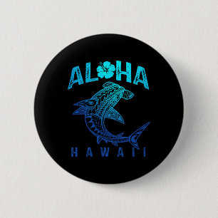Aloha Hawaii Tril Shark Polynesian Hawaiian Beach  2 Inch Round Button