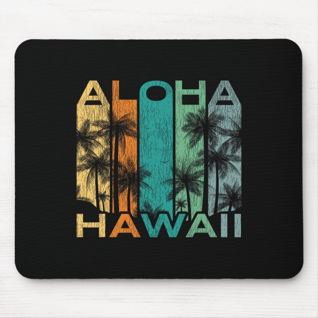 Aloha Hawaii Vintage Surfboard  Mouse Pad (Front)