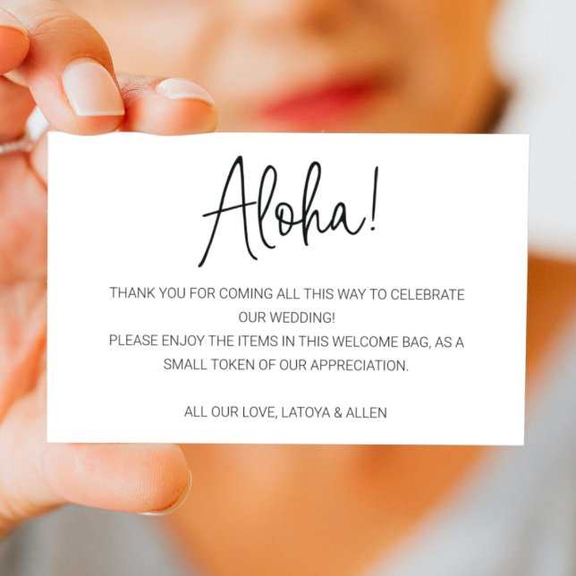 Aloha Hawaii Wedding Welcome Gift Bag Basket Place Card (Creator Uploaded)