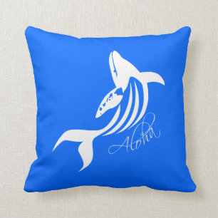Aloha Hawaii Whale Throw Pillow