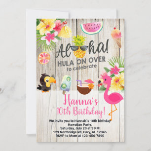 Aloha, hawaiian birthday party invite. invitation