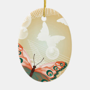Aloha Hawaiian Butterfly Wedding Love Art Destiny Ceramic Ornament