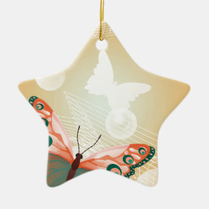 Aloha Hawaiian Butterfly Wedding Love Art Destiny Ceramic Ornament