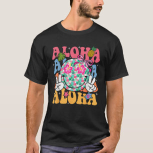 Aloha Hawaiian Cute Smile Face Shaka Hibiscus Kids T-Shirt