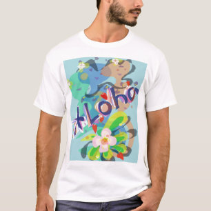 Aloha Hawaiian Flower and Hula Dancer Party T T-Shirt