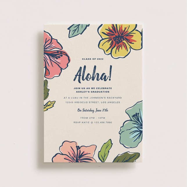 Aloha Hawaiian Flowers Graduation Invitation (Creator Uploaded)