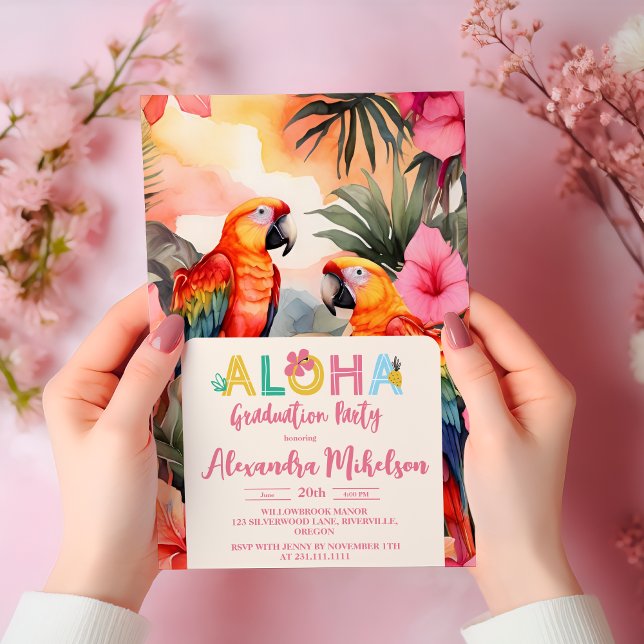 Aloha Hawaiian Flowers Graduation Invitation (Creator Uploaded)