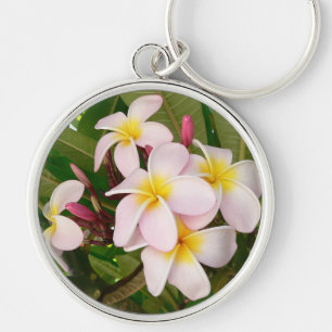 Aloha Hawaiian Frangipani Blossoms Plumerias Keychain