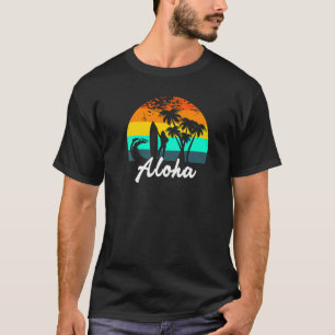 Aloha Hawaiian Hawaii Island  Palm Beach Surfboard T-Shirt