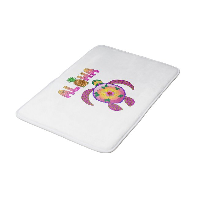 Aloha Hawaiian Honu Turtle Bath Mat (Angled)