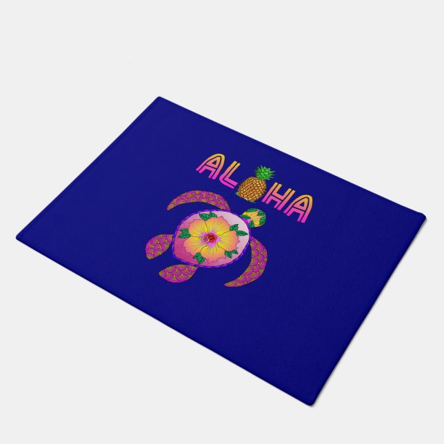 Aloha Hawaiian Honu Turtle Doormat (Angled)