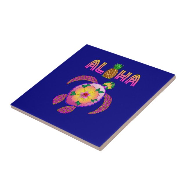 Aloha Hawaiian Honu Turtle Tile (Side)