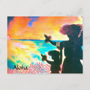 Aloha Hawaiian Hula Postcard