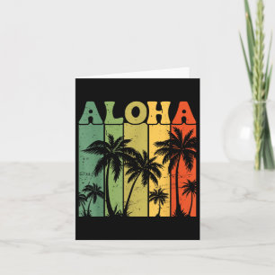 Aloha Hawaiian Island Palm Trees Surfboard Beach H Card