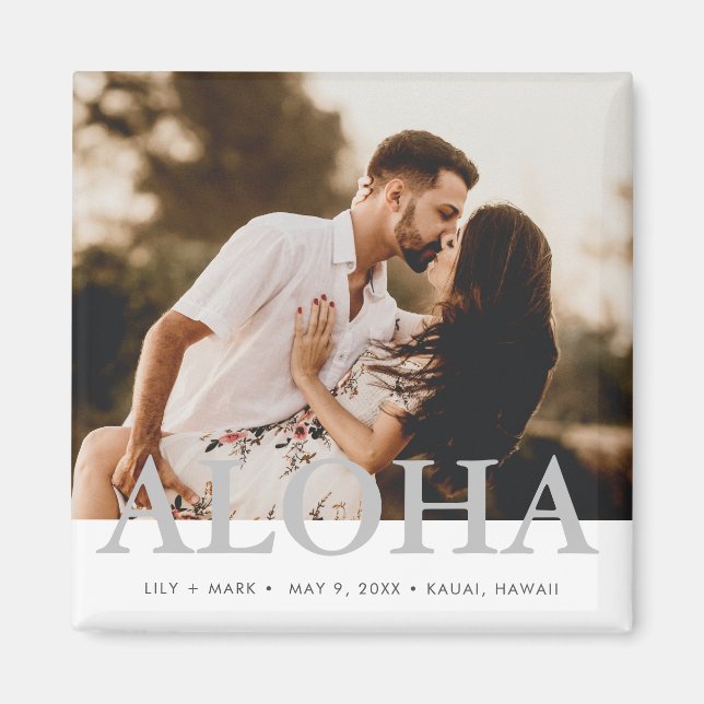 Aloha Hawaiian Island Photo Wedding Save the Date Magnet (Front)