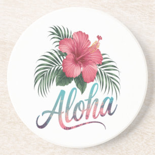 Aloha Hawaiian Islands Hawaii Hibiscus Flower Coaster