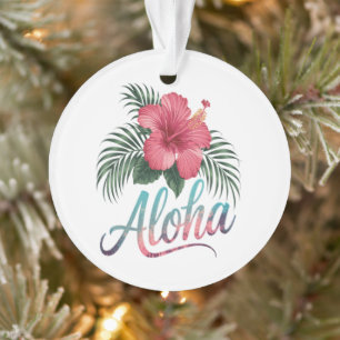 Aloha Hawaiian Islands Hawaii Hibiscus Flower Ornament