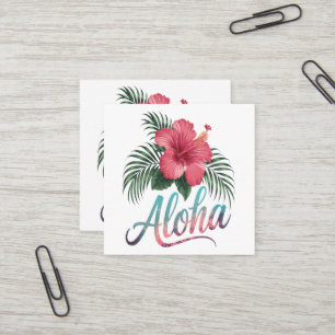 Aloha Hawaiian Islands Hawaii Hibiscus Flower Square Business Card