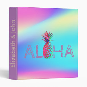 Aloha Hawaiian Pineapple Ombre Holographic Binder
