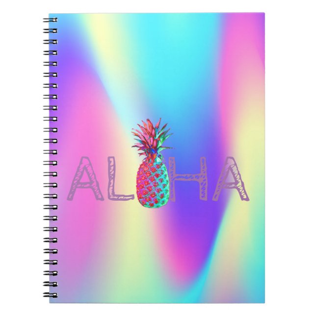 Aloha Hawaiian Pineapple Ombre Holographic Notebook (Front)