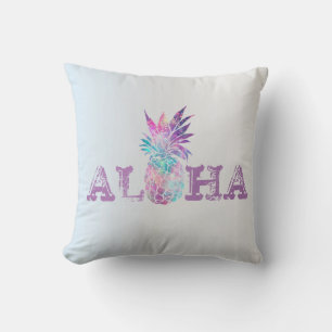Aloha Hawaiian Pineapple, Silver Throw Pillow