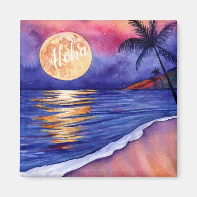 Aloha Hawaiian Pleine lune de Kauai Magnet (Devant)