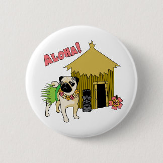 Aloha!  Hawaiian Pug Buttons